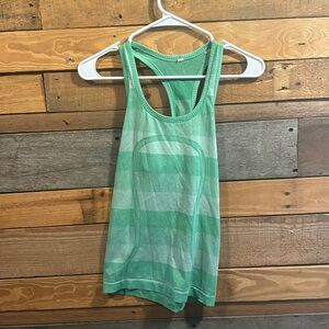 Neon green tank lululemon stripe